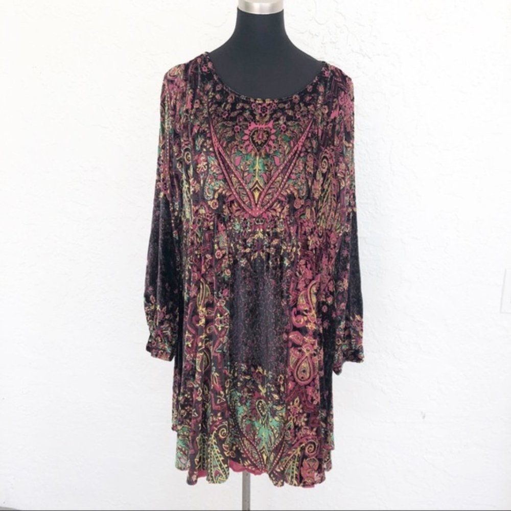 Free People Mirror Mirror Long Sleeve Velvet Dress - Picture 3 of 10